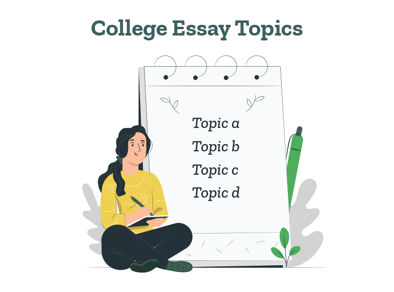 A student is listing down college essay topics for writing an essay.