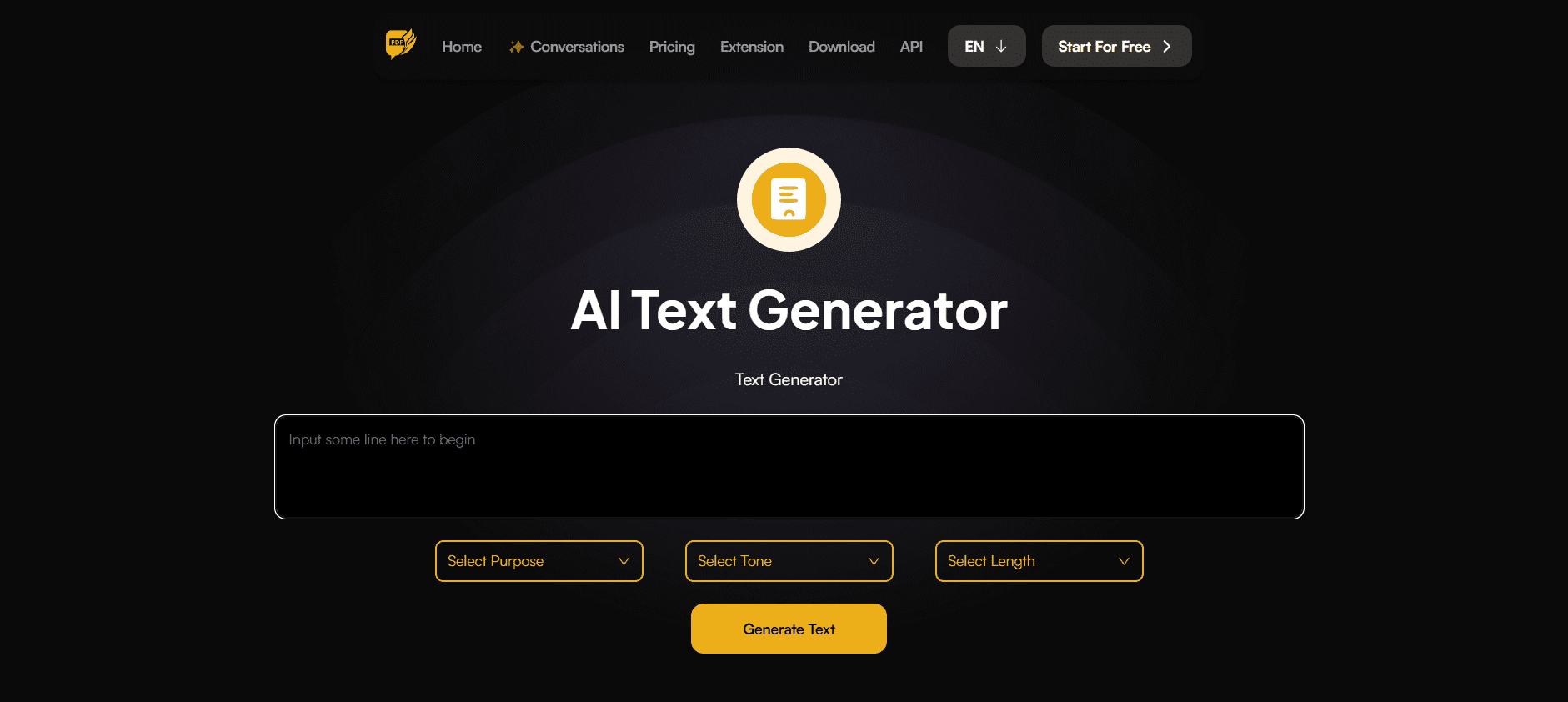 Askyourpdf AI text generator.