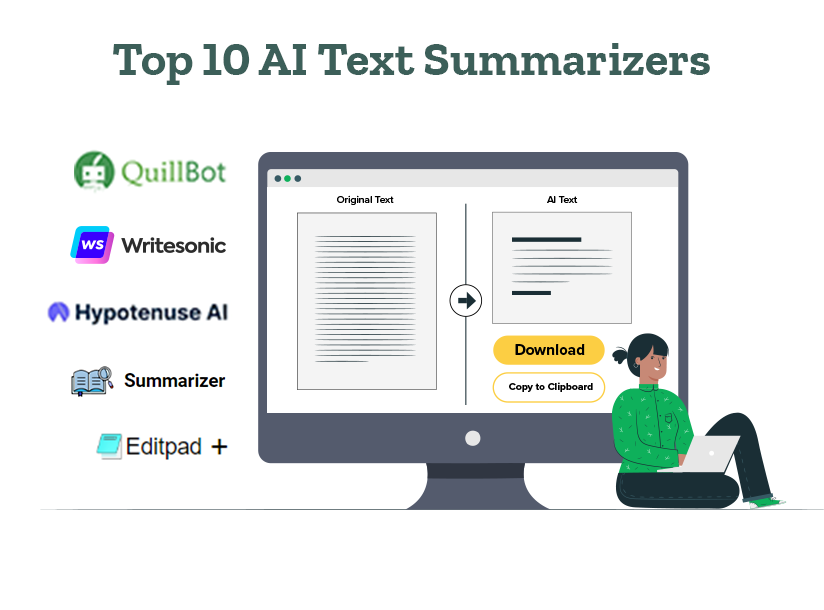 A student is using AI text summarizers like QuillBot, Writesonic, Hypotenuse AI, etc.