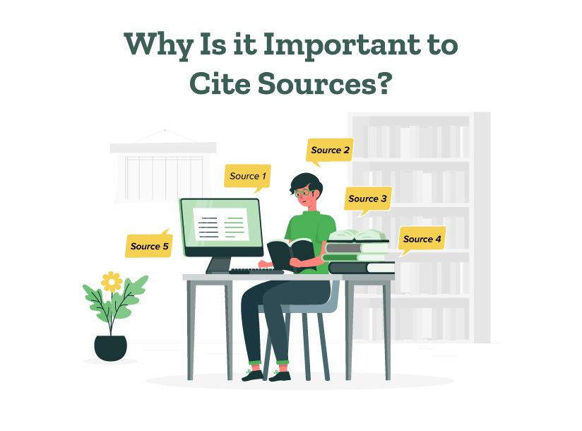 A student is citing sources in a document as he knows why is it important to cite sources.