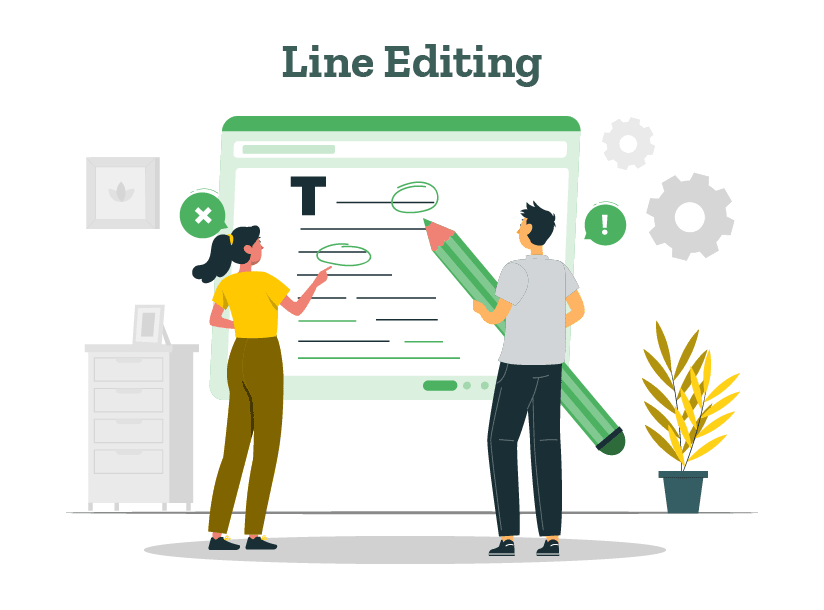 Two editors are performing line editing of a text.