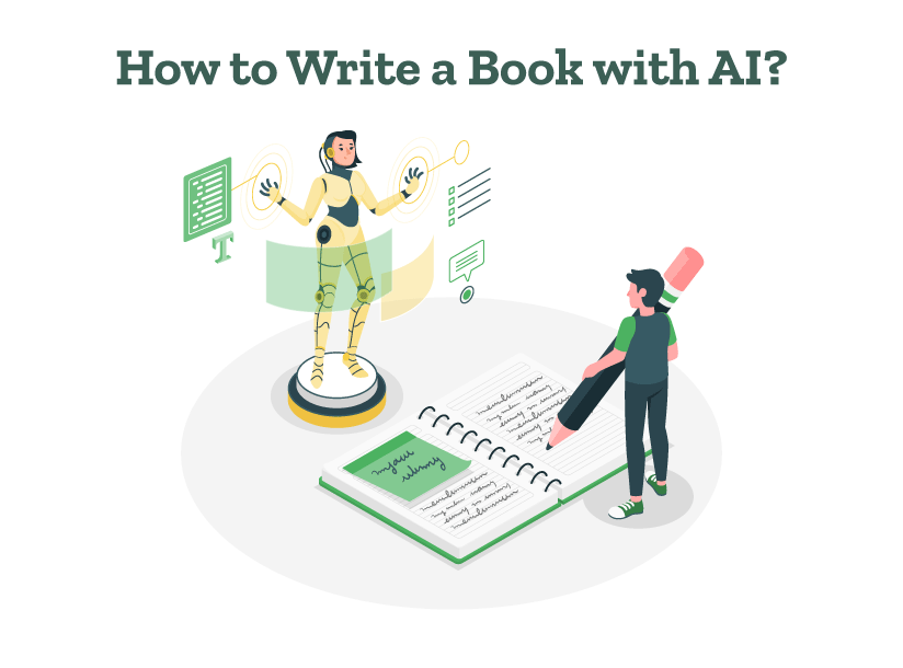 An author is using AI to write a book by giving AI prompts to generate content.