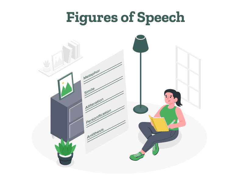 A student is using figures of speech while writing.