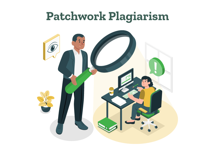 A writer is thinking about plagiarism detection tools and methods to strategize how to avoid patchwork plagiarism.