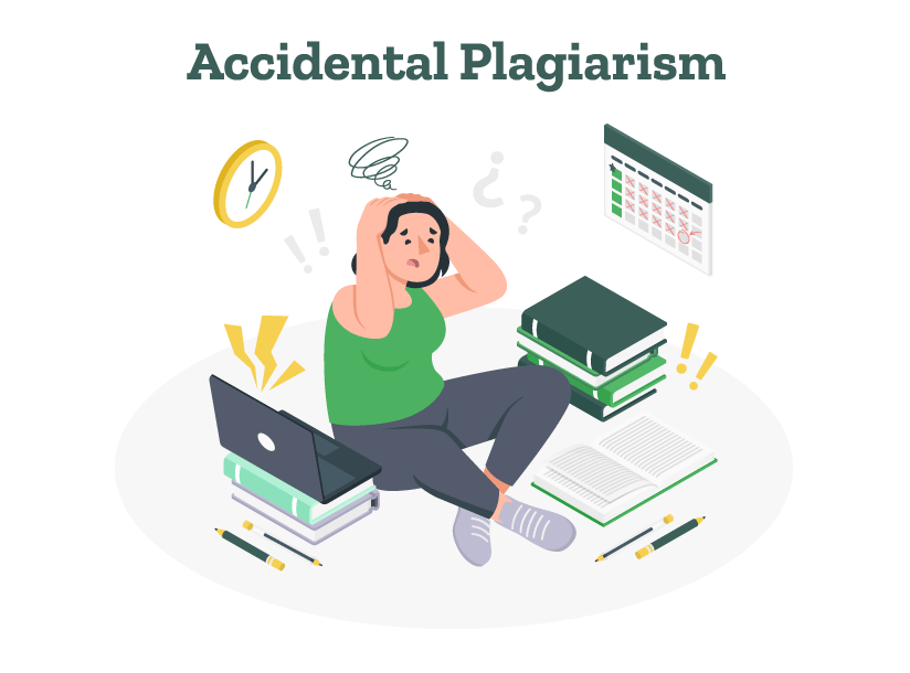 A student is thinking about how to remove accidental plagiarism from the text.