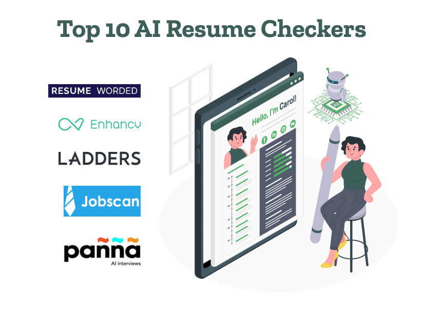 A job seeker is using the best AI resume checkers to check her resume.